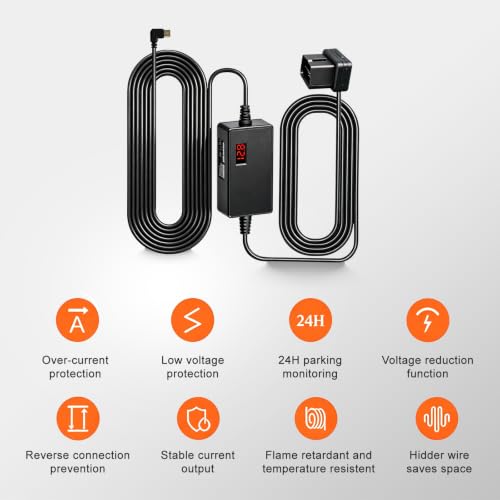 Dash Cam OBD Hardwire Kit Power Cable Type USB C Port