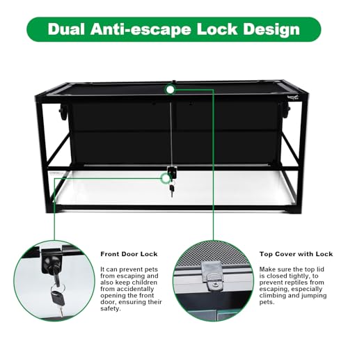 67 Gallon Reptile Tank Large Full Glass Terrarium, Bearded Dragon Tank Front Opening Reptile Enclosure Cage with Anti Escape Ventilated Top Lid for Snake Gecko Lizard Turtle 36''x18''x24''