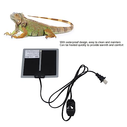 110 to 120V 5W Reptile Heating Pad, Waterproof Under Tank Heater Thermostat, Multifunctional Reptile Heat Mat with Temperature Adjustment Switch for Turtles, Lizards, Frogs - size: 5W