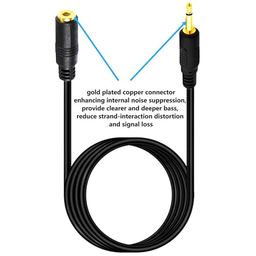 1/8" 3.5mm Mono Mini Audio Connector Male to Female Cable 6Ft