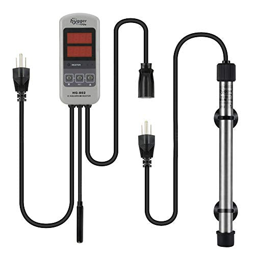 hygger Pinpoint Saltwater Aquarium Heater with Digital Thermostat IC Temp Controller, Titanium Tube Submersible Fish Tank Heater for Coral Reef 100 Watt - size: 100w