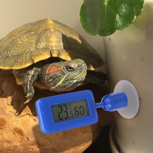 MERRYHAPY Digital Reptile Thermometer with Rotatable Display and Suction Cup Accurate Temperature and Humidity Gauge for Leopard Gecko Tank Aquarium and Terrariums Easy Installation Night