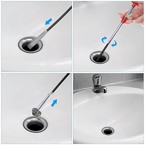 uxcell 3pcs 20 Inch Drain Hair Clog Remover Tool PP & 24 Inch Drain Cleaner Tool Sticks Stainless Steel Sewer Cleaning Hook Unclog Sink Unclogger for Toilet Bathtub Sewer, Green - color: Green, size: 24 Inch