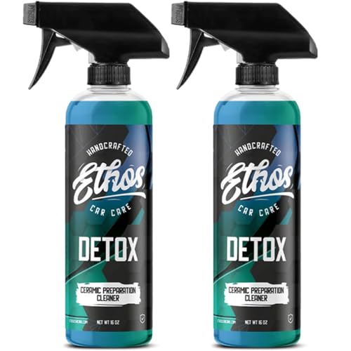 Ethos DETOX - Ceramic Coating Prep Spray, Panel Wipe, Glass Cleanser - Remove Your Old Ceramic Coating, Wax, or Sealant - Multi-Purpose Formula - Leaves Nothing But the Shine (16 OZ - 2PK) - size: 16 Fl Oz (Pack of 2)