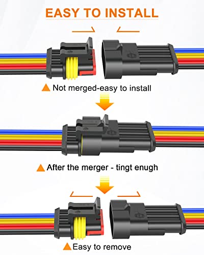 NAOEVO 4 Pin Connector Waterproof, 16 AWG 4 Wire Connectors, 6 Kits - size: 4 Pin