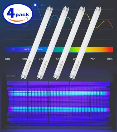 amgolibi 18 Inch 15 Watt U V/A Black Light Bulb F15T8/BL Replacement T8 BL Fluorescent Lamps for 30W Machine 350BL 365-nm Blue Light 4 Count - style: 4 Pack