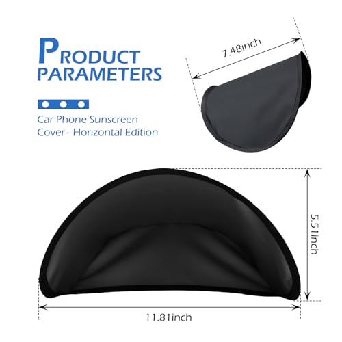 Cell Phone Sun Shade, Anti-glare & Heat-blocking Vehicle Dashboard Phone Cover, No-install Foldable Mobile Sunproof Shade, Universal for Cars, Trucks, SUVs (Black)