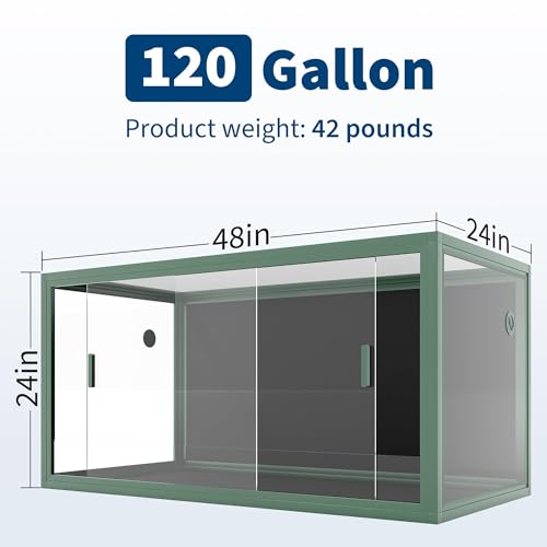 120 Gallon Bearded Dragon Tank, 4x2x2 ft Large Reptile Terrarium, Front Opening Glass Enclosure for Snake, Lizard, Chameleon, Large Reptile Cage with Screen Ventilation Top & Bioactive Habitat Ready - color: Green
