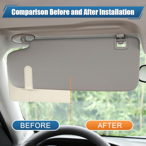 Car Sun Visor Extender with Sunglass Clip&Ticket Card Holder, Beige - color: Beige