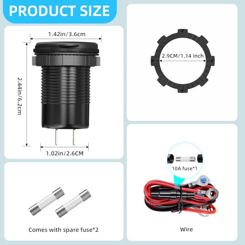 12V USB Outlet 3 Port PD+QC Waterproof Car Charger Switch Voltmeter Marine - size: Dual PD+QC3.0