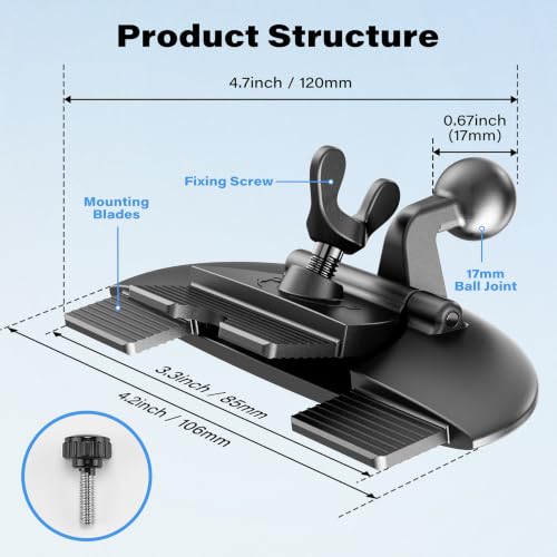 1Zero CD Slot Mount for Garmin GPS Navigator, 17mm Ball Mount Adapter