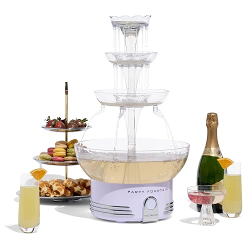 Nostalgia Countertop Retro Lighted Party Beverage Fountain – 1.5 Gallon Capacity, 3-Tiered Cascading Tower with LED Base - Perfect for Punch, Juice, Wine, Champagne & More - style: Lighted Party Fountain White