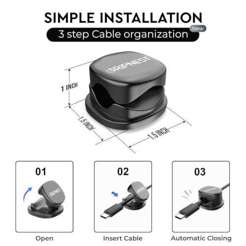 Cable Clips 12 Pack Rotatable Cord Organizer with Adhesive