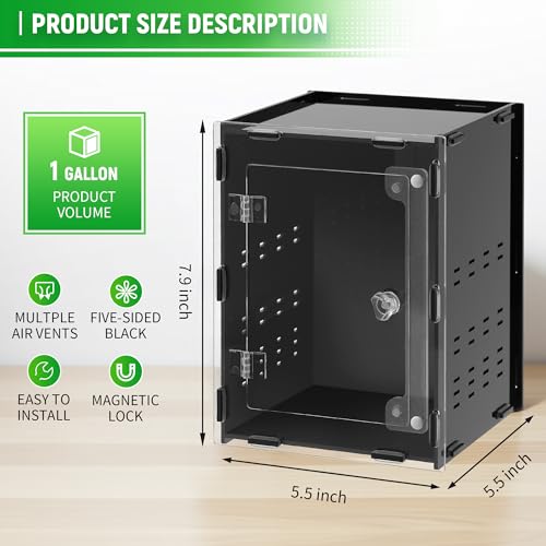 REPTVIVA5.5"x5.5"x7.9" Reptile Tank/Insect Habitat - 5-Sided Blackout Terrarium for Stress Reduction, Ideal for Jumping Spiders, Tarantulas, Snails, Geckos, Mantis, Small Reptiles & Nocturnal Pets - size: 5.5"x5.5"x7.9"