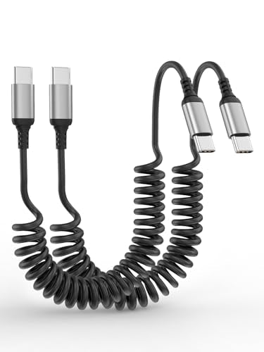 Coiled USB C to USB C Cable 3FT, 2 Pack USB C Cable for Car - style: USB-C