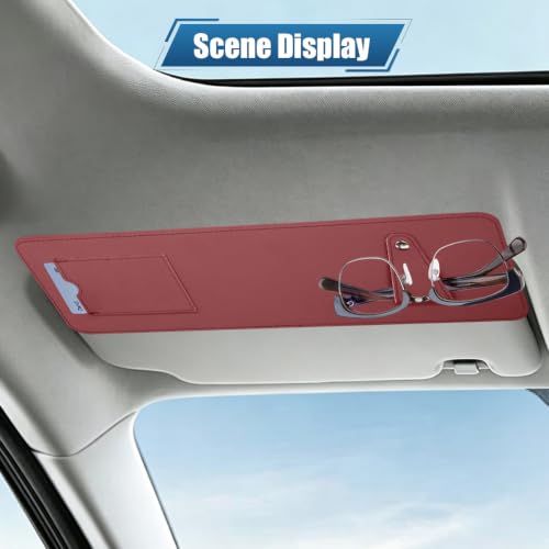 Car Sun Visor Extender with Sunglass Clip&Ticket Card Holder, Red - color: Red
