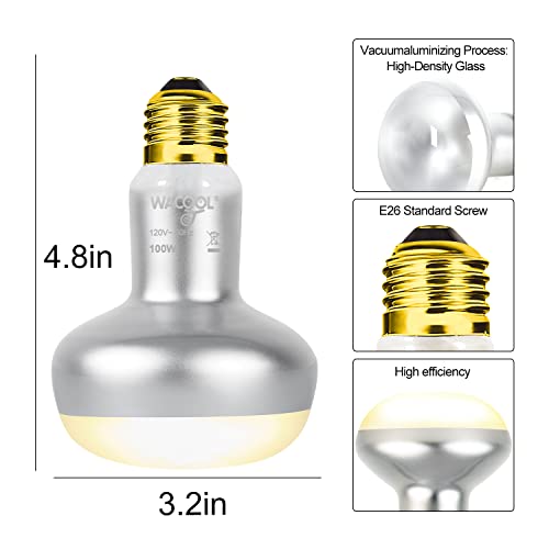 WACOOL 2 Pack 100W Reptile Heat Lamp Bulbs - Intense Basking Spot Lights for Bearded Dragons, Lizards, Turtles, Tortoises, Geckos - UVA Daylight Heat Lamp for Terrariums, Vivariums & Enclosures - style: 100W-2pack