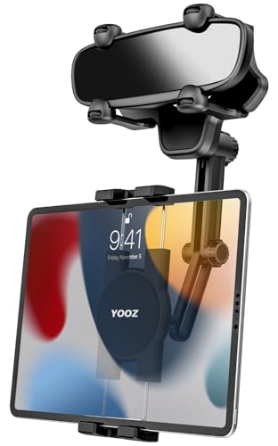 Rearview Mirror Tablet Mount for Car Truck- Rotatable & Retractable