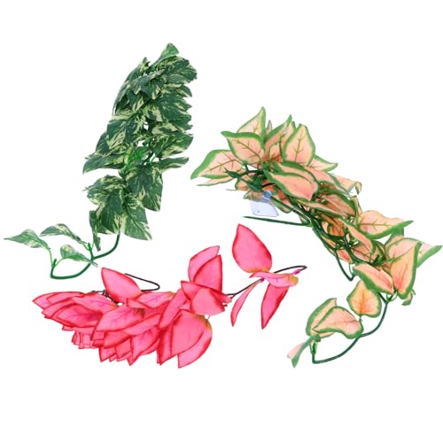 Cabilock Artificial Reptile Vines Jungle Climbing Plants 30cm Bendable Fake Hanging Vines 3pcs for Terrarium Habitat Decor Suitable for Gecko Snake Lizard Chameleon