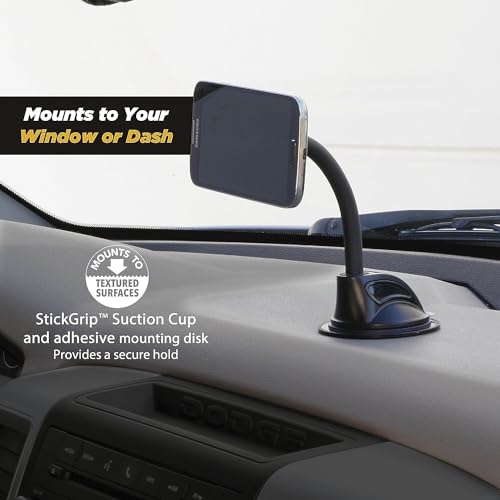 Scosche MAGWDM-2PXCES0 MagicMount Flex Neck Suction Cup Car Phone Mount for Dashboard/Windshield, 360° Adjustable Magnet Head Universal Cell Phone Holder for iPhone, Samsung & All Devices (Pack of 2) - size: 2 Pack, style: Flex Window / Dash Suction