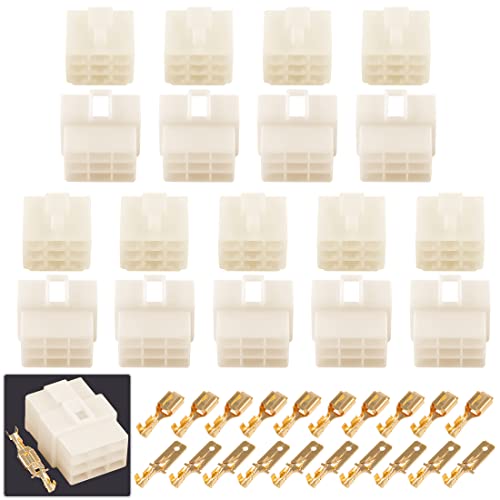 Glarks 200Pcs 6.3mm 9 Pin Way Electrical Automotive Wire Connector Male Female Socket Plug and Terminals Kit for Motorcycle, Bike, Car, Boats (10Set 6.3mm 9P) - size: 10Set 6.3mm 9P