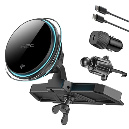 A2C Qi2 15W Wireless Car Charger CD Mount for MagSafe CD Slot | Air Vent