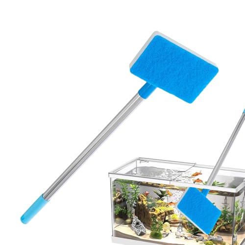 Tank Cleaning Scrubber Brush, with Foldable Brush Head, 55cm, Aquarium Algae Scraper, Aquariums Cleaning Kit, Long Handle Design, for Aquarium Algae Betta Fish Tank Turtle Reptile Terrarium Kitchen