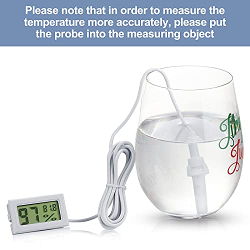 Weewooday Mini Digital Temperature Humidity Meters Gauge with Probe Gauge LCD Fahrenheit Display Thermometer Hygrometer for Incubator Reptile Plant Greenhouse Chicken Coop Garden(White, 3 Pieces) - size: White