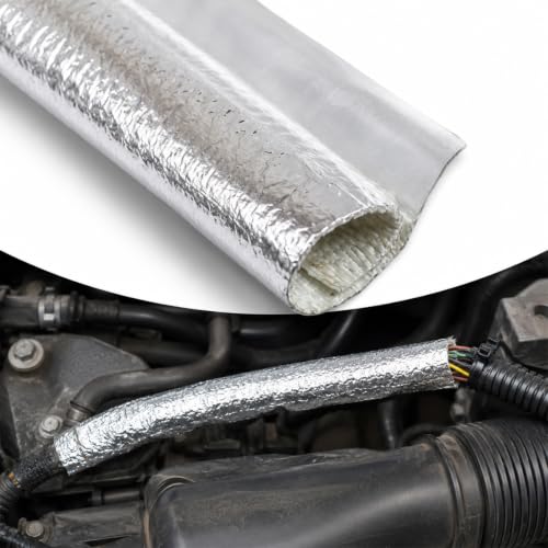 6mm Self Closed Aluminized Heat Shield Sleeve, 39" High Temp Fiberglass Sleeving Hoses Side Entry Protection, Heat Reflective Aluminized Protector for Automotive Exhaust Wire Harnesses - color: 6mm
