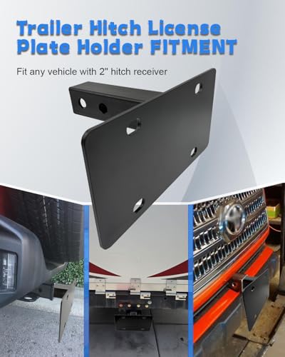 Trailer Hitch License Plate Holder, License Plate Bracket for 2’’ Hitch Front & Rear Receivers Heavy-Duty Steel License Plate Holder for Trailer for Truck; SUV; No Drilling Required - size: For 2 '' Hitch Receiver