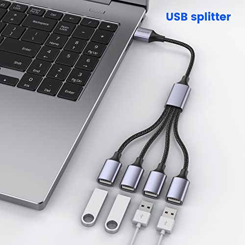 MOGOOD USB Splitter, 4-Port USB 2.0 Electronic Adapter, Multi-Socket USB Hub for Data Transfer and Power Charging, Compatible with Keyboard, Desktop, Television, Laptop, Printer, Car, U Disk, and TV - size: 1pack