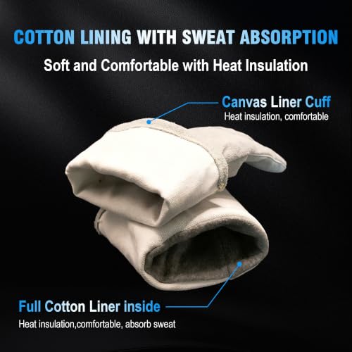 Long Welding Gloves 23.6 Inches 932℉,Heat/Fire Resistant Leather For Mig, Tig, Stick, Forge, BBQ, Grill, Fireplace - color: 14in White