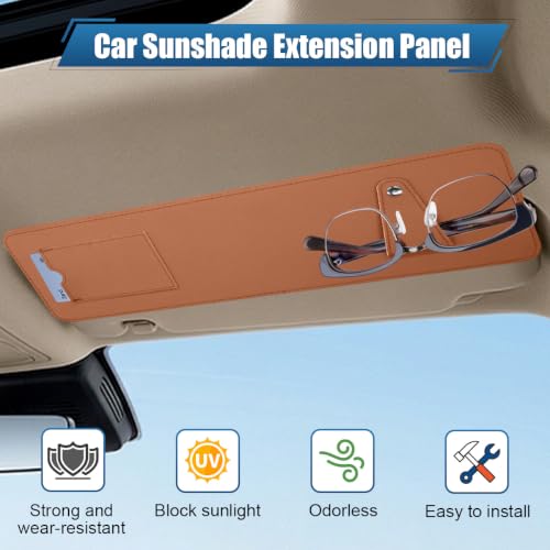 Car Sun Visor Extender with Sunglass Clip&Ticket Card Holder, Orange - color: Orange