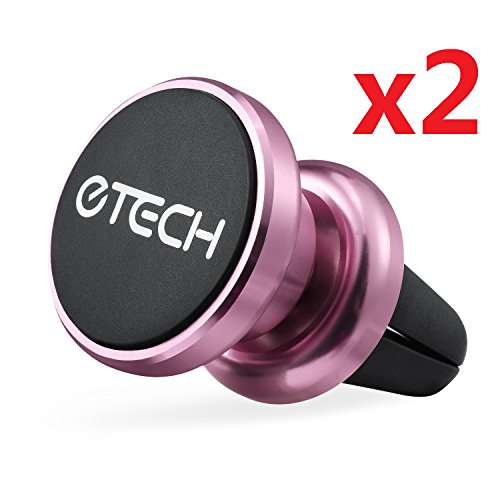 eTECH Magnetic Phone Car Mount Holder, Magnetic Mount Universal Air Vent for iPhone X / 8 Plus / 7 / 6S / 5S, Galaxy S5 / S6 / S7 / S8 / S9, Google Pixel, LG, & Other Smartphones (2Pack Rose Red) - color: 2Pack Rose Red