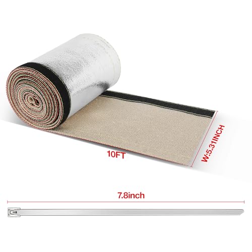 Heat Shroud Sleeve Aluminized Hose Wrap with Hook & Loop Closure, High-Temperature Wire and Hose Protection 1-1/4" I.D. x 10FT - size: 1-1/4" I.D. x 10FT