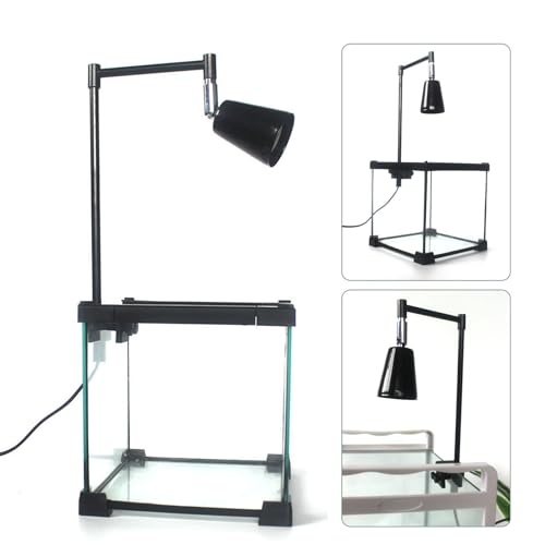 Reptile Lamp Light Stand, Adjustable Height Multi Angle Rotation Reptile Lamp Stand Strong Fixing Easy to Assemble Stable for Lizards for Brooder Boxes (US Plug 110V)