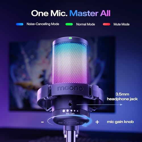 MAONO DGM20 USB Gaming Microphone for PC with Clear Voice & RGB Lighting - color: Black