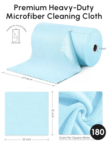 Microfiber Cleaning Cloths Roll 75 Pack 12x12 Inch Lint Free - color: Blue