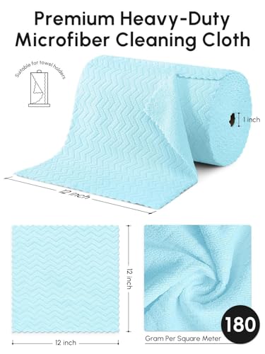 Microfiber Cleaning Cloths Roll 75 Pack 12x12 Inch Lint Free - color: Blue Ripple