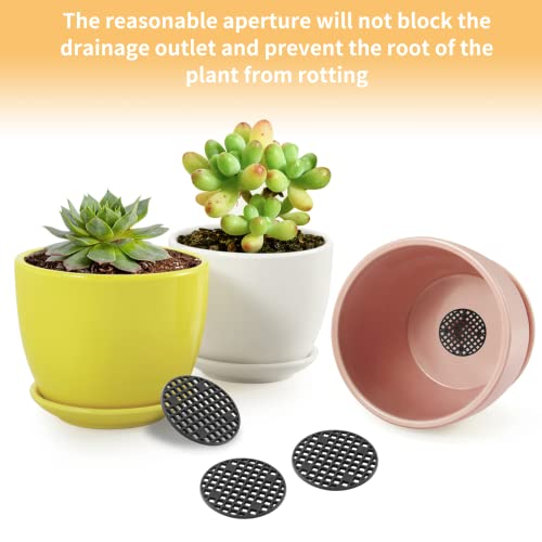Bivethoi 100pcs Plant Pot Mesh Hole Cover Bonsai Drainage Mesh Insert, Flower Pot Hole Mesh Pad Bottom Grid Mat, Round Mesh Screen Pot Bottom Gasket for Garden Prevent Soil Loss (1.8" / 45mm, Black) - color: Black, size: 100pcs