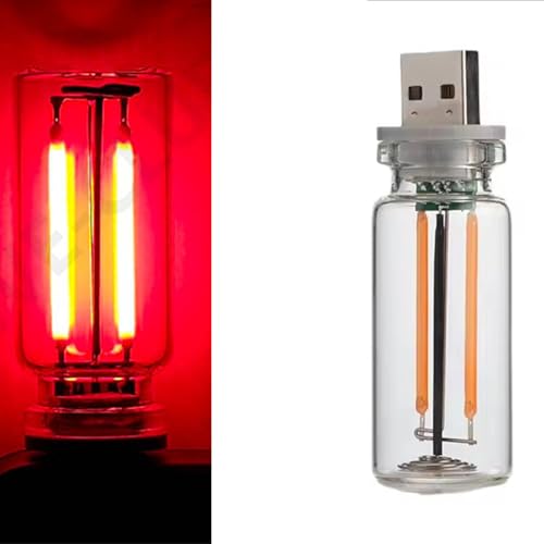 USB Night Light, Ambient Lighting car Led Light, led Light Bulb with Flexible Neck Plug in USB Automotive Night Light,for Car(Red) - color: Red