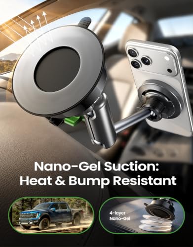 Broodx Magnetic Car Phone Holder, Windshield/Dash Metal Suction Cup Mount
