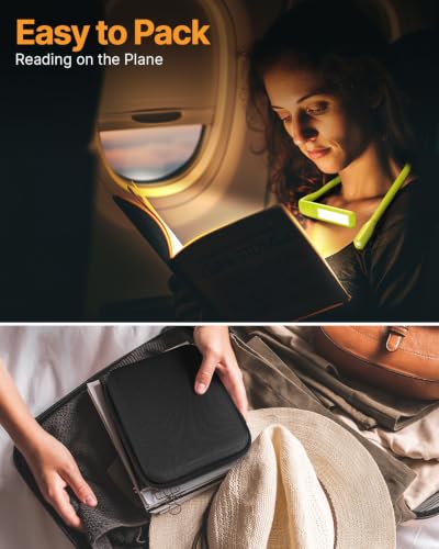 Book Light with Storage Case, Dimmable Neck Light for Reading - color: Lime Light with Storage Case