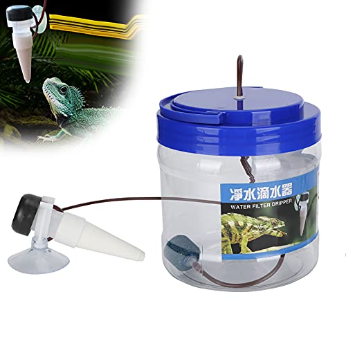 Reptile Water Dripper Kit, Reptile Drinking Feeder with Filtering Effect Easy Controlling Drip Rate Suitable for Geckos Lizards 1300ML Water Storage Bottle