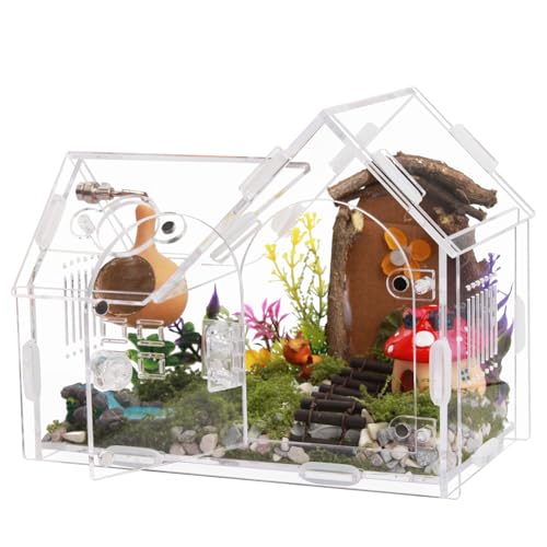 Acrylic Jumping Spider Terrarium with Magnetic Lock – 5.6” Tall Transparent Enclosure for Tarantulas, Hermit Crabs & Small Insects – Secure Ventilated Habitat with Easy Snap Assembly - size: 7.1 x 3.6 x 5.6 inches