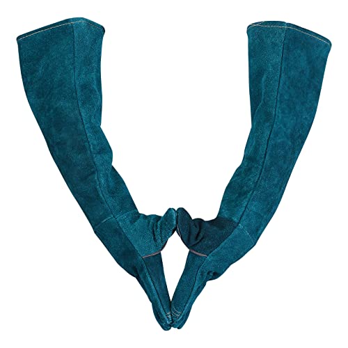 AOWPFVV Animal Handling Gloves Bite Proof Leather Dog Cat Scratch Bird Falcon Grabbing Reptile Squirrel Snake - color: A-dark Green Size Medium(23.6in)