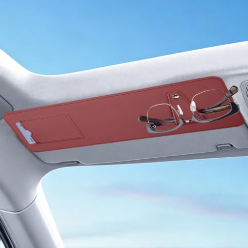 Car Sun Visor Extender with Sunglass Clip&Ticket Card Holder, Red - color: Red