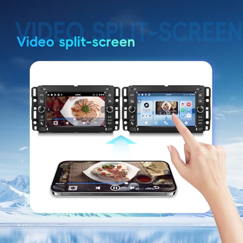 4G+128G Android Car Radio for GMC Sierra 2007-2013 with Wireless CarPlay Android Auto, 7 Inch Touchscreen Car Stereo Mirror Link GPS Navigation WiFi Bluetooth FM RDS EQ SWC Backup Camera