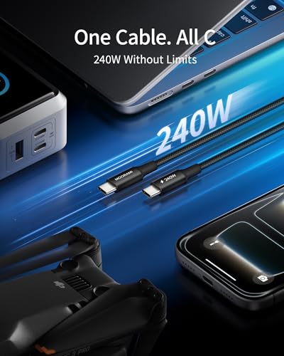 2-Pack 1.5ft 240W USB C to C Cable, Travel Station Laptop Hub - color: Black, size: 1.5 ft (18 in)