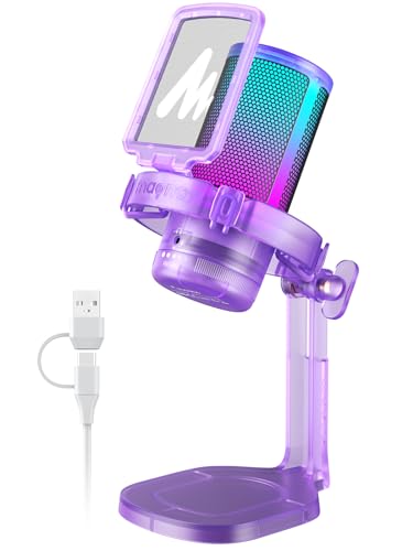 MAONO DGM20 USB Gaming Microphone for PC with Clear Voice & RGB Lighting - color: Purple